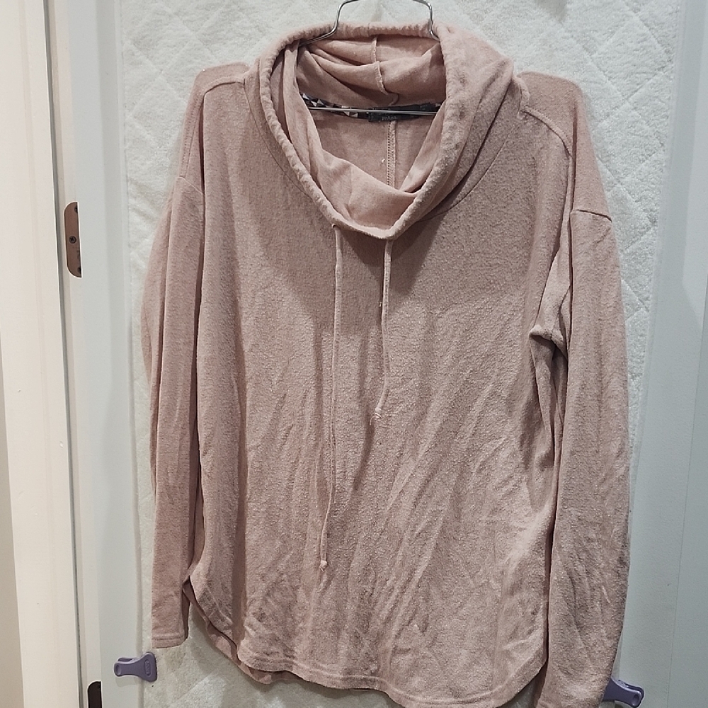 Cozy Pink Cowl Neck Sweater, Prana, Size MEDIUM